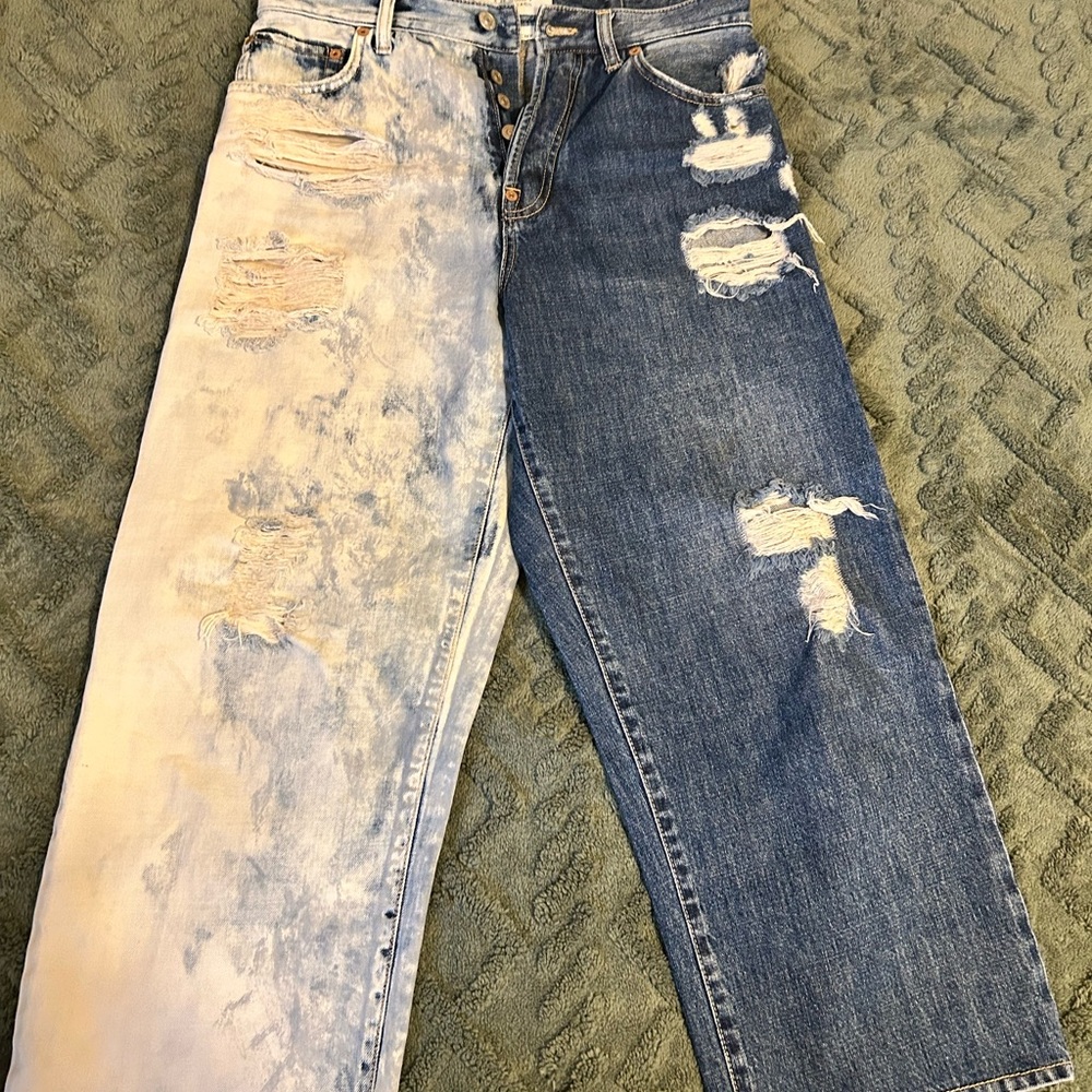 Givenchy Two-Tone Distressed Split Leg Jeans - RA… - image 1